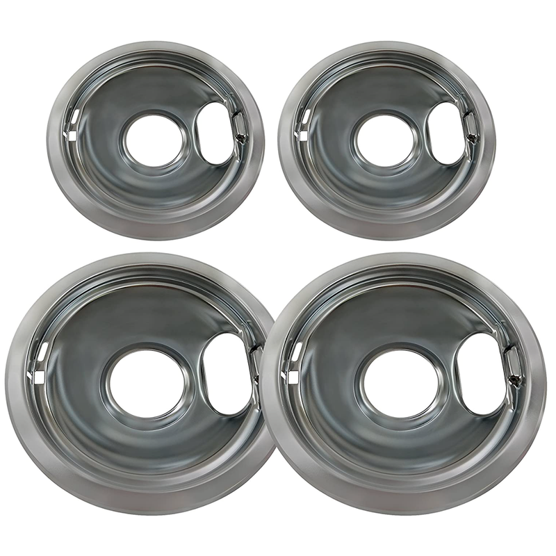 Chrome Drip Pan Bowl Set Replacement for Whirlpool W10278125 Two 6 and Two 8